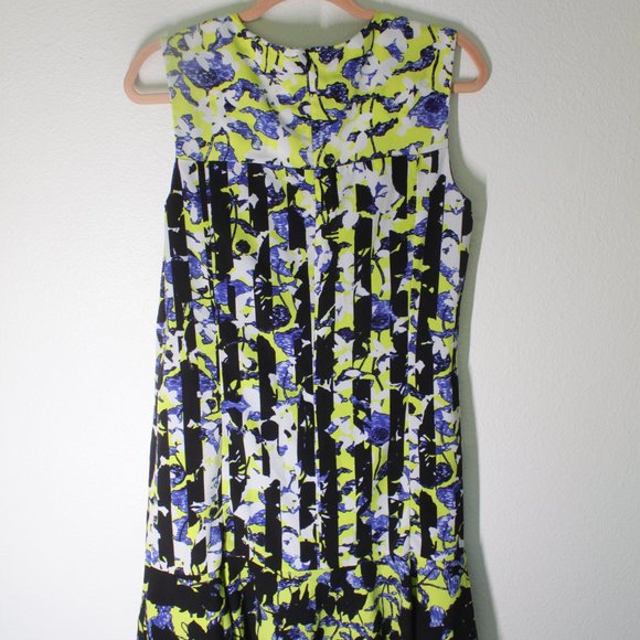 Peter Pilotto Target Dress Striped floral Spring Flounce Hem Shift - Size Medium - Picture 7 of 8